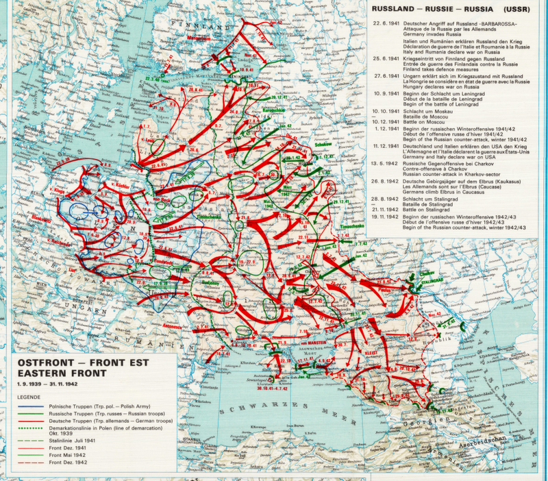 Battle Archives Map 28x20 European Theater of Operations 1939-1945