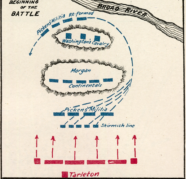 Cowpens, South Carolina First and Last Movements Battle Map Battle