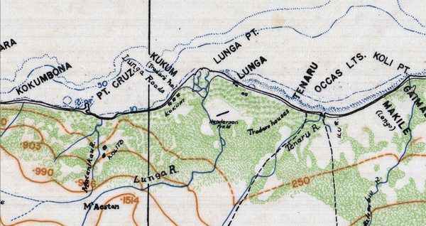 Karte des Zweiten Weltkriegs in Guadalcanal