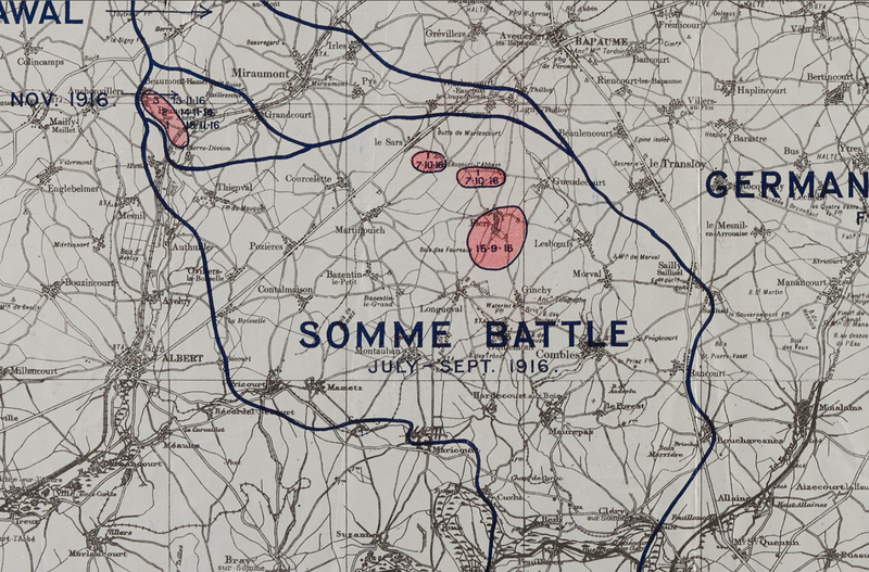 Tank Operations 1916-1917 Battle Map (Arras, Cabrai, Somme)