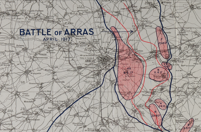 Tank Operations 1916-1917 Battle Map (Arras, Cabrai, Somme)