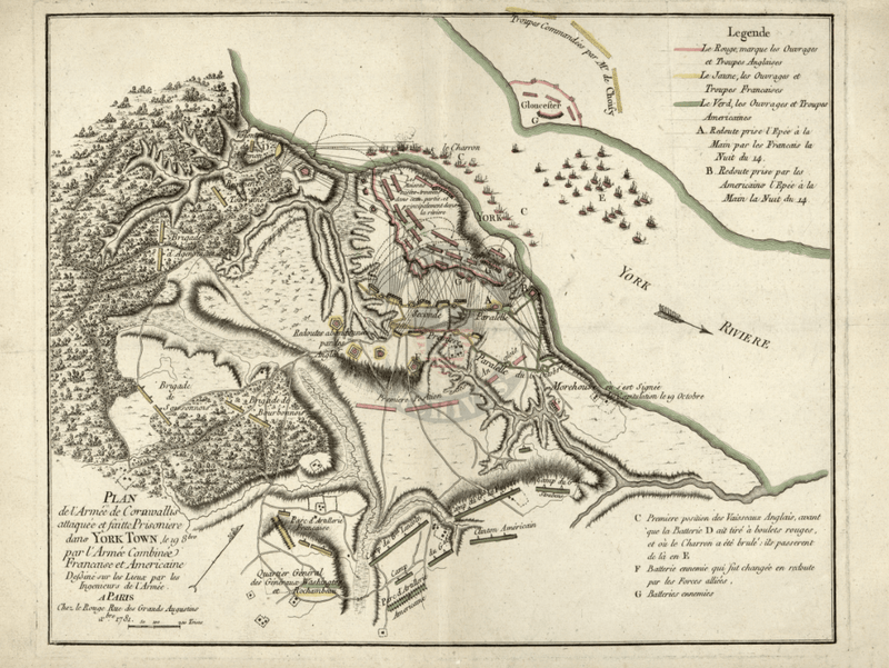 Battle Archives Map 17.6x13.3 Print Yorktown, Virginia 1781 French Siege Map