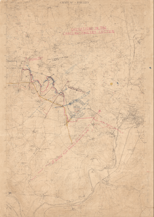 Battle Archives Map 24x35.5 Print Belleau Wood Front Line Progression Battle Map
