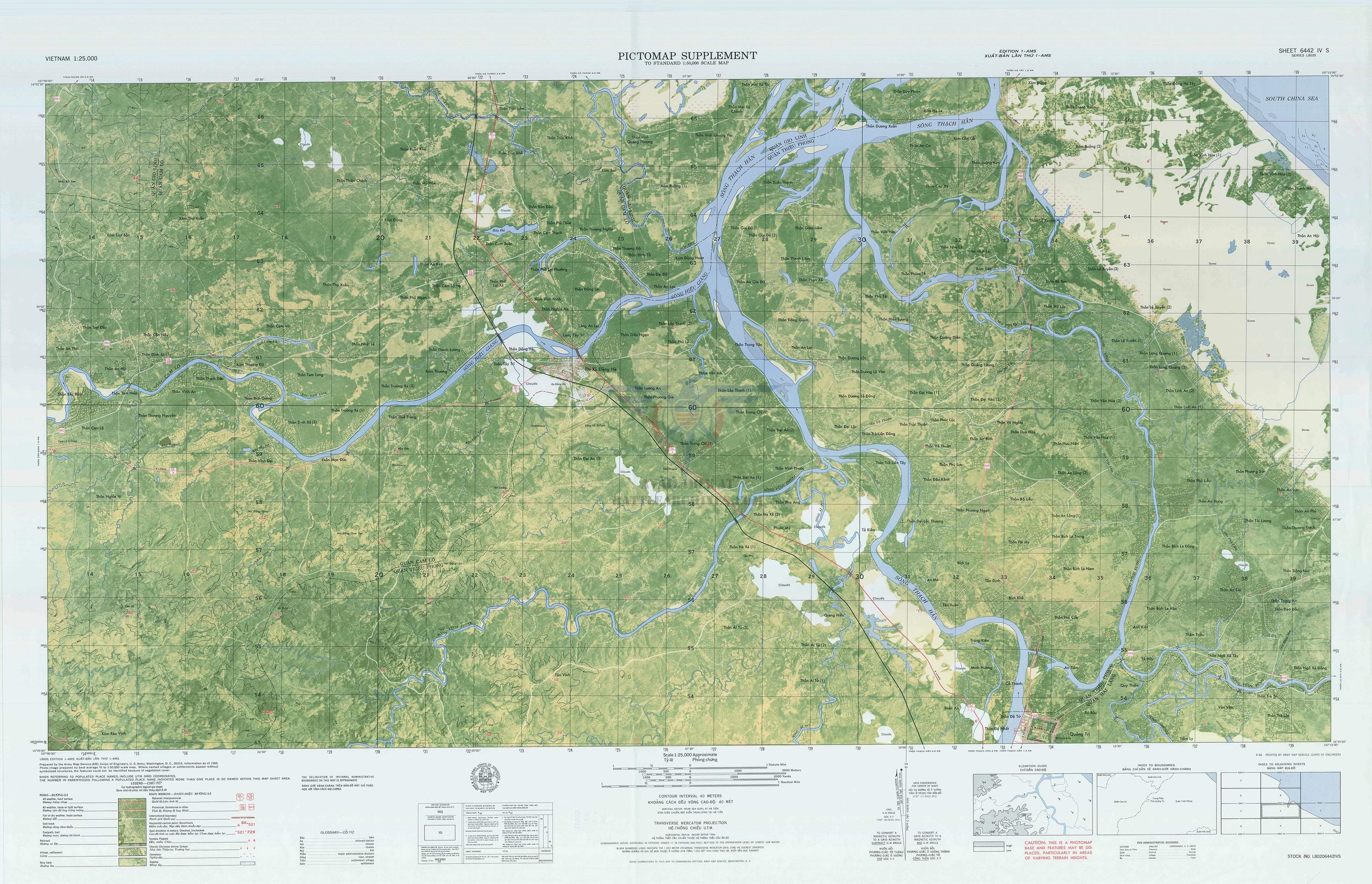 Battle Archives Map 28.8x18.6 Print Cam Lo (East), Vietnam Topographical Pictomap