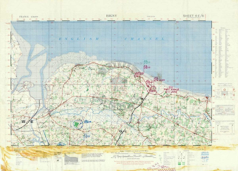 Battle Archives Map 30.2x22.1 Print Normandy Omaha Beach Battle Map