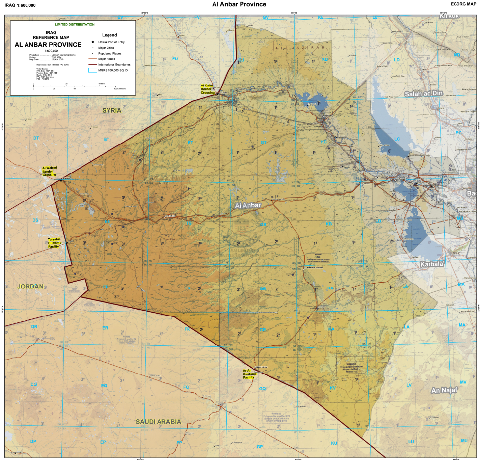 Al Anbar Province, Iraq Topographical Map