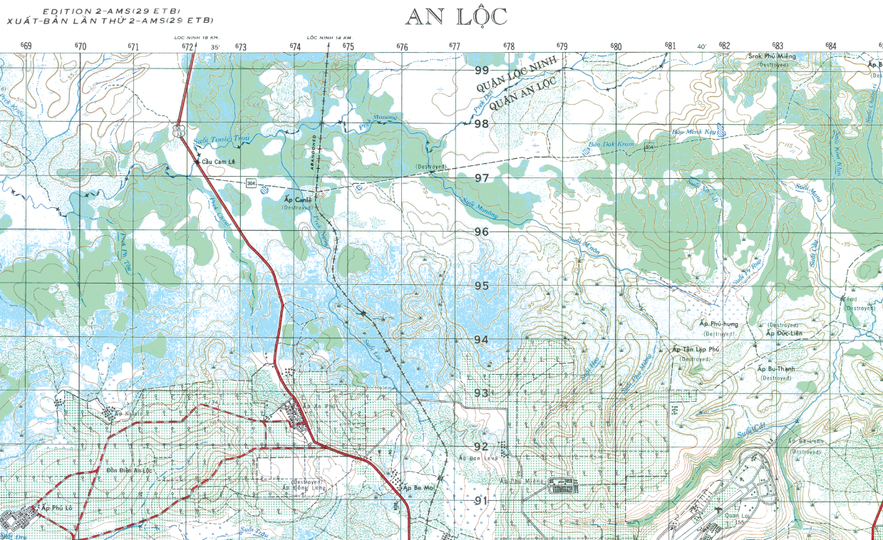 An Loc 1:50,000 Topographical Map