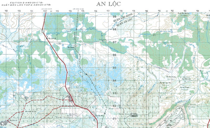 An Loc 1:50,000 Topographical Map