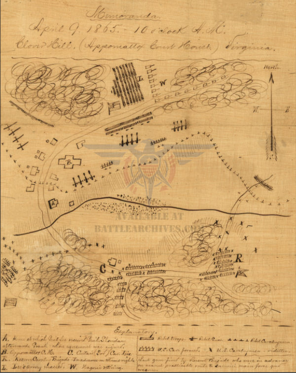 Appomattox Court House 9 April 1865 Battle Map