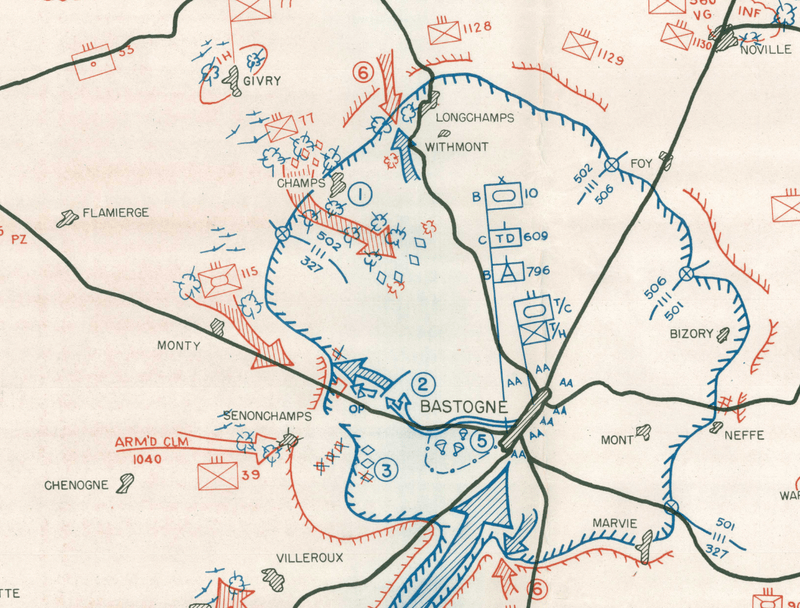 Battle Archives Map Ardennes Counteroffensive (Battle of the Bulge) 26 December Situation Map Around Bastogne