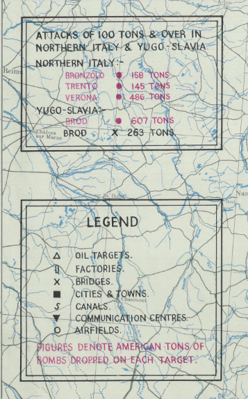 Battle Archives Map Army Air Corps #2-January 1945 Attacks of 100+ Tons