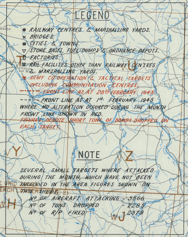 Battle Archives Map Army Air Corps #3-February 1945 Attacks of 25+ Tons