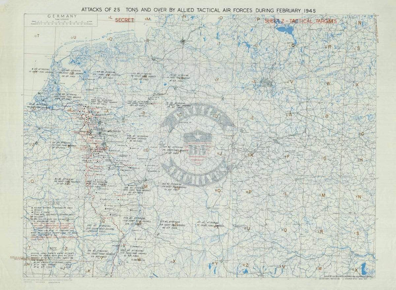 Battle Archives Map Army Air Corps #3-February 1945 Attacks of 25+ Tons
