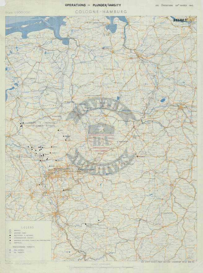 Battle Archives Map Army Air Corps #4-Attacks on 24 March 1945