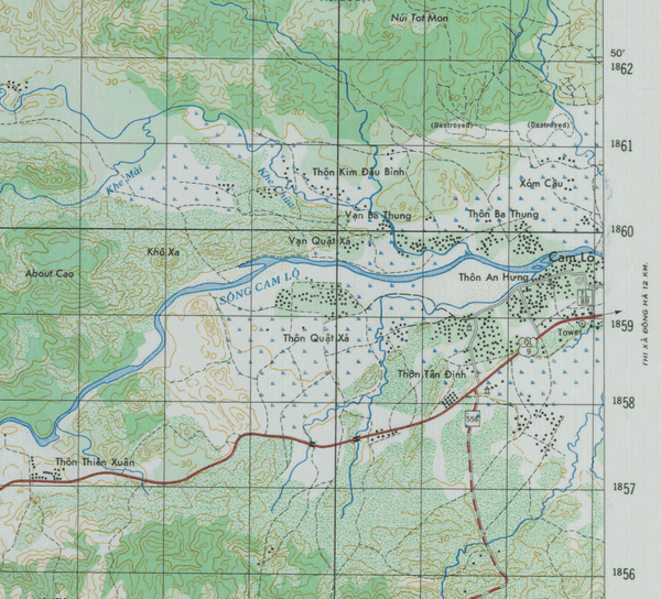 Battle Archives Map Con Thien, Vietnam 50k Topographical