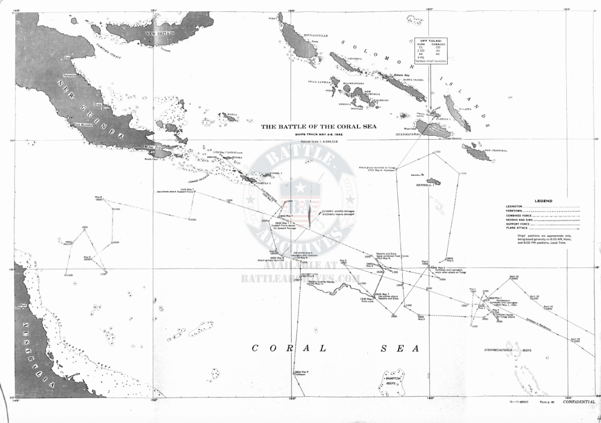 Battle Archives Map Coral Sea