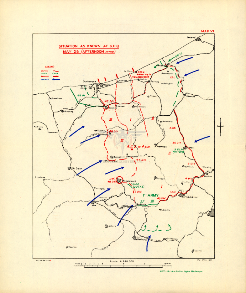 Dunkirk 28 May 1940 Battle Map