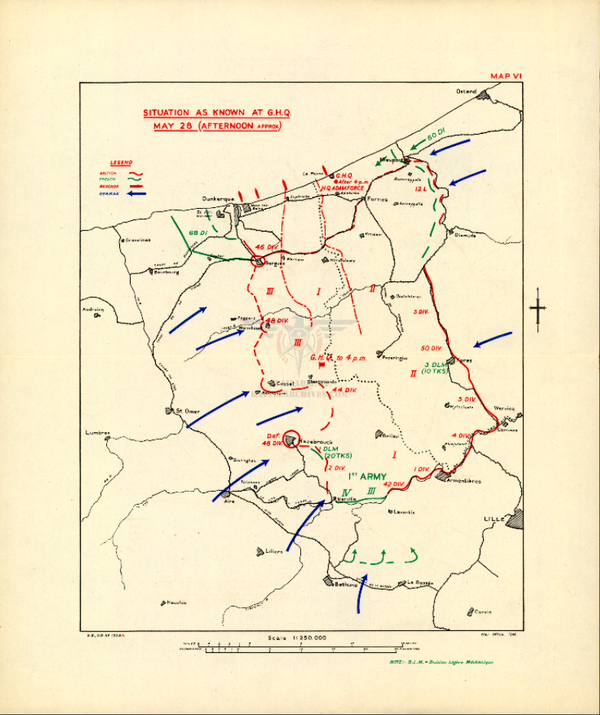 Dunkirk 28 May 1940 Battle Map