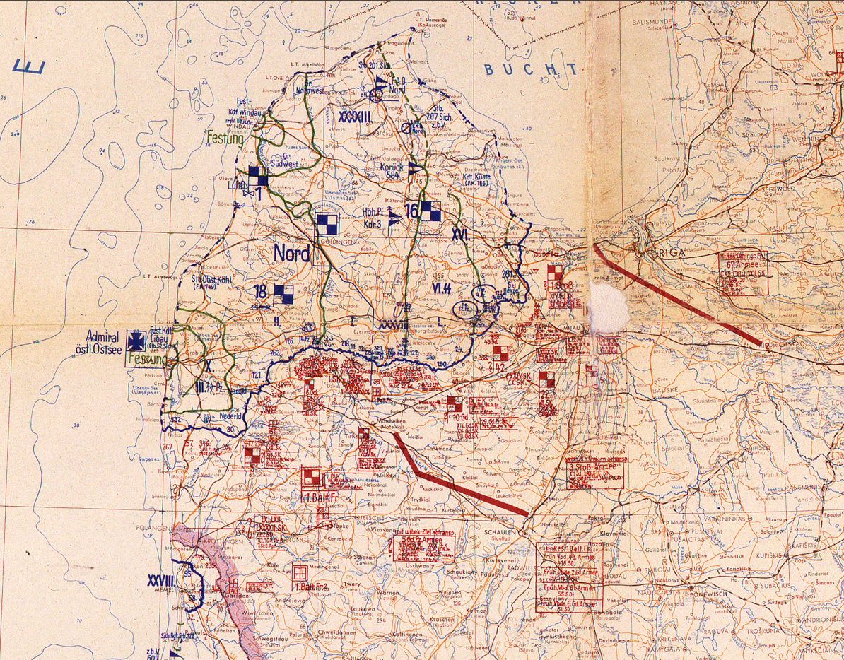 Eastern Front 1945 with Courland Pocket German Battle Map