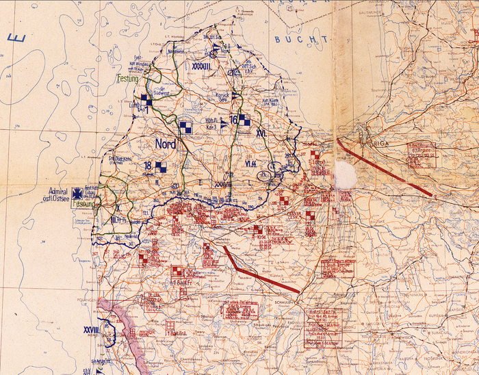 Eastern Front 1945 with Courland Pocket German Battle Map