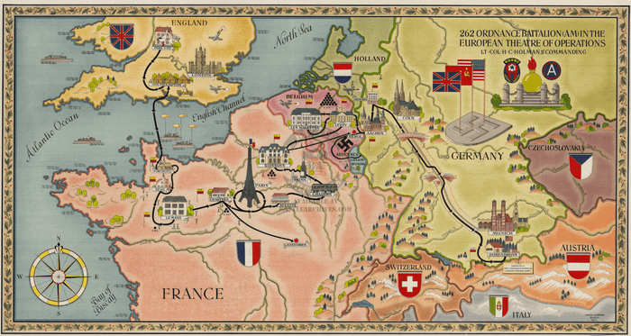 Battle Archives Map European Campaign, 262 Ordnance Battalion