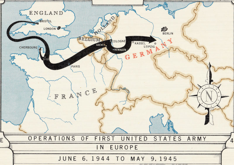 Battle Archives Map European Campaign, First US Army
