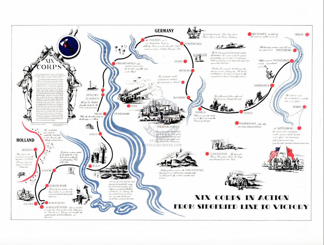 Battle Archives Map European Campaign, XIX Corps