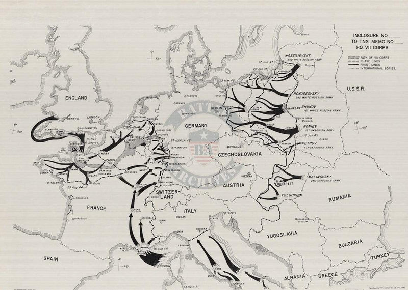 Battle Archives Map European Theater of Operations 1944-1945
