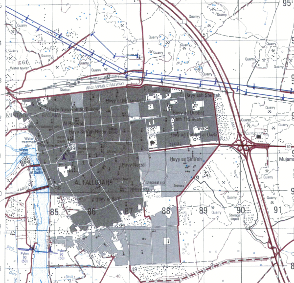 Fallujah, Iraq City Topographical Map