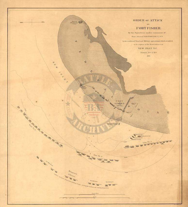 Battle Archives Map Fort Fisher, North Carolina #1