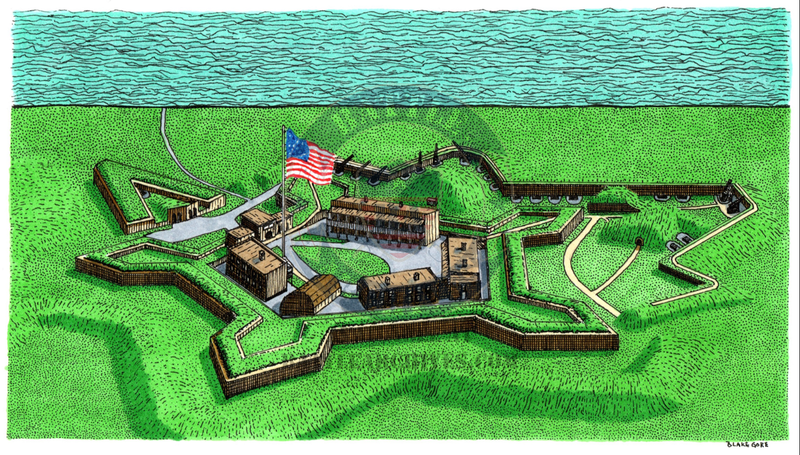 Battle Archives Map Fort McHenry, Maryland High Detail Drawing