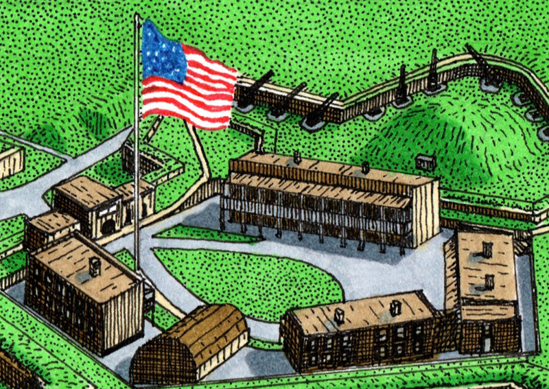 Battle Archives Map Fort McHenry, Maryland High Detail Drawing