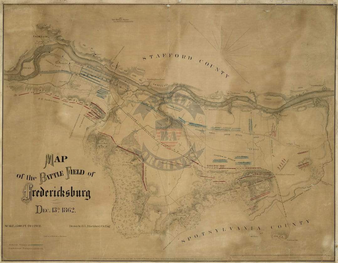 Battle Archives Map Fredericksburg, Virginia #1