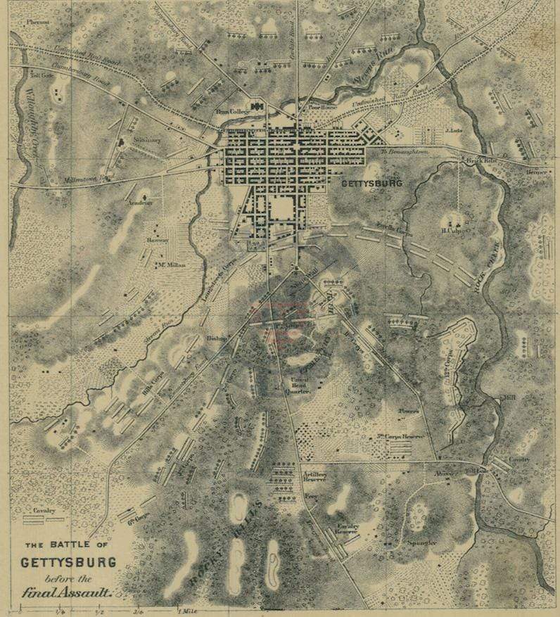 Gettysburg Battle Map Right Before Final Assault – Battle Archives