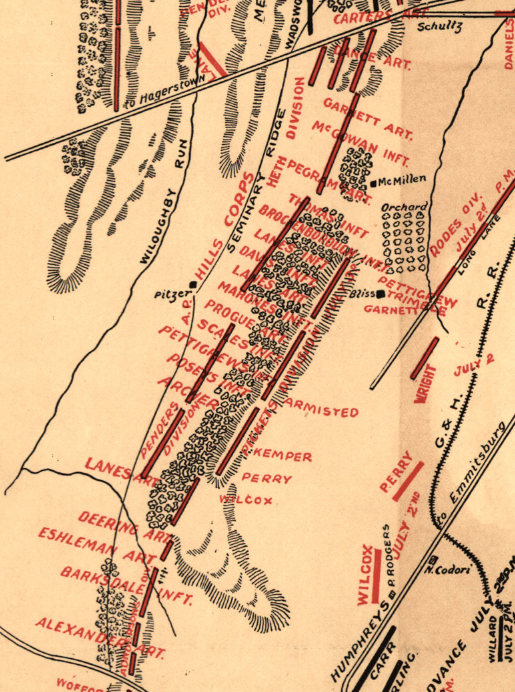 Battle Archives Map Gettysburg Battle Map with Unit Commanders