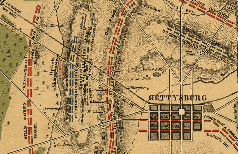 Battle Archives Map Gettysburg Color Battle Map of 1-3 July