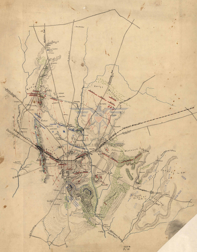 Gettysburg Confederate Map with Movements Battle Map