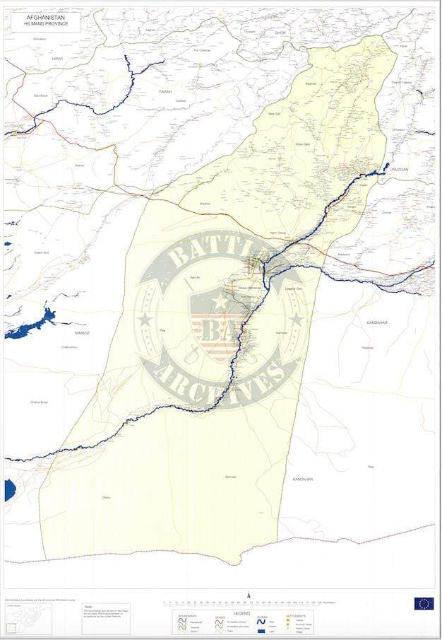 Battle Archives Map Helmand Province, Afghanistan