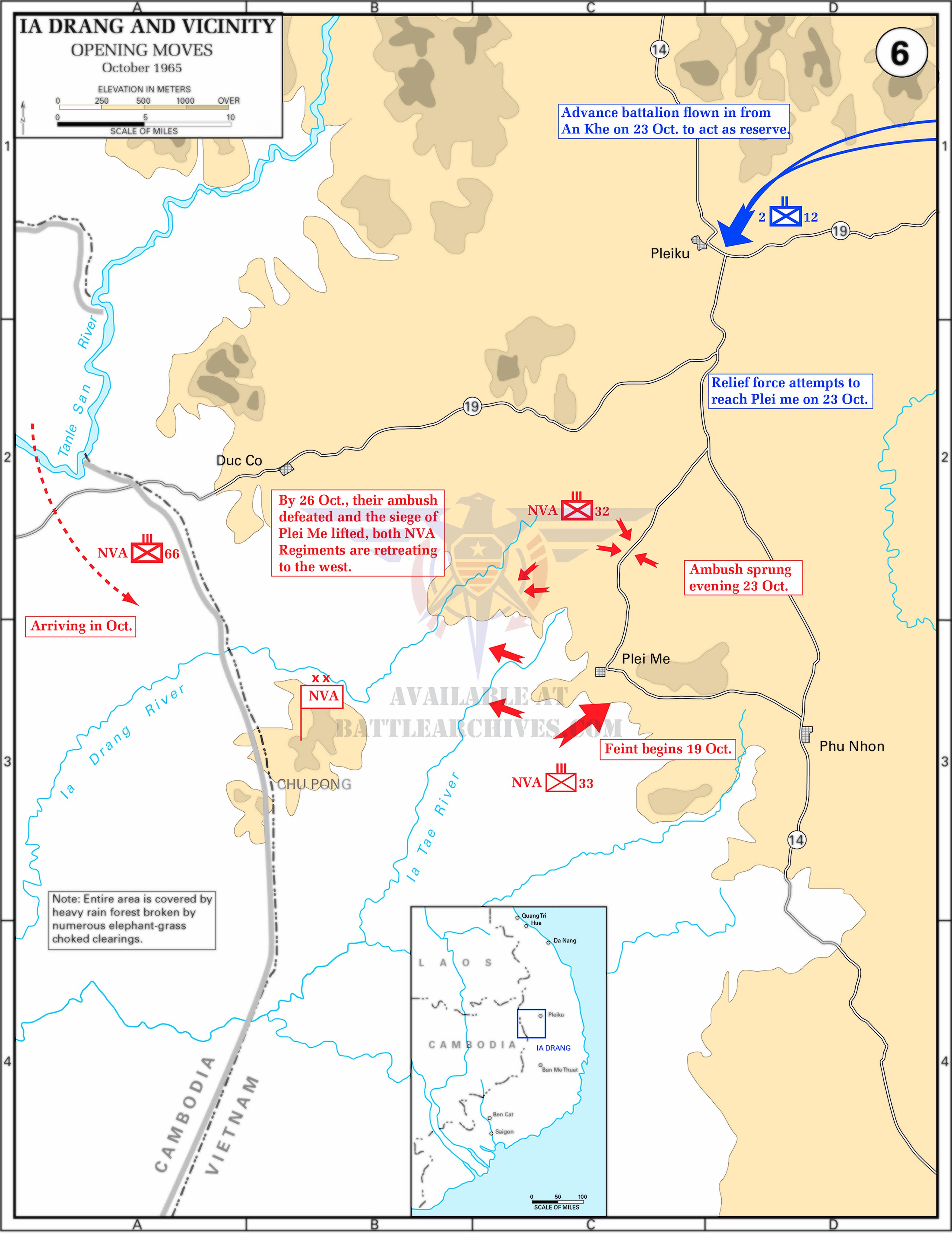 Battle Archives Map Ia Drang Valley Opening Moves Battle Map