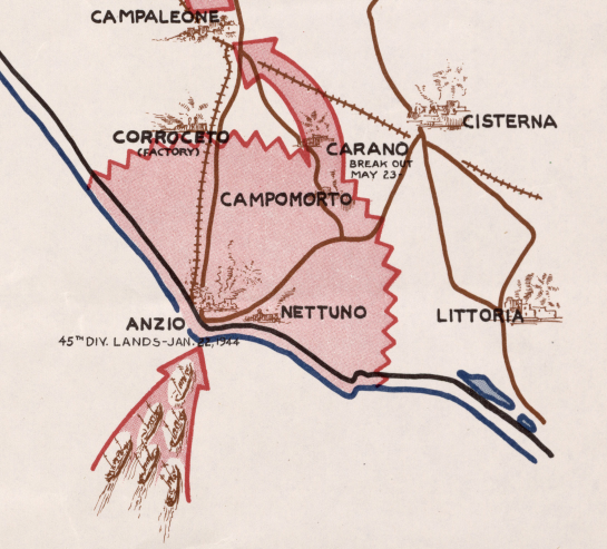Battle Archives Map Italian Campaign, 45th Infantry Division #2 (Anzio)