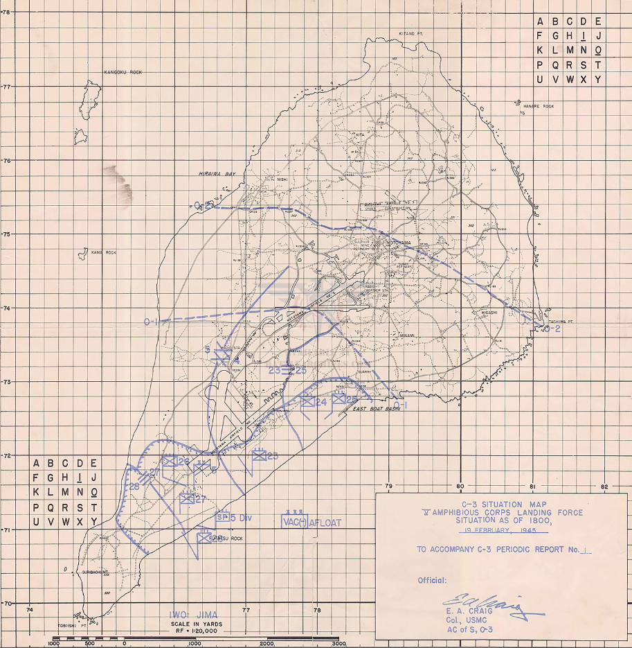 Iwo Jima Assault First Day Situation Battle Map