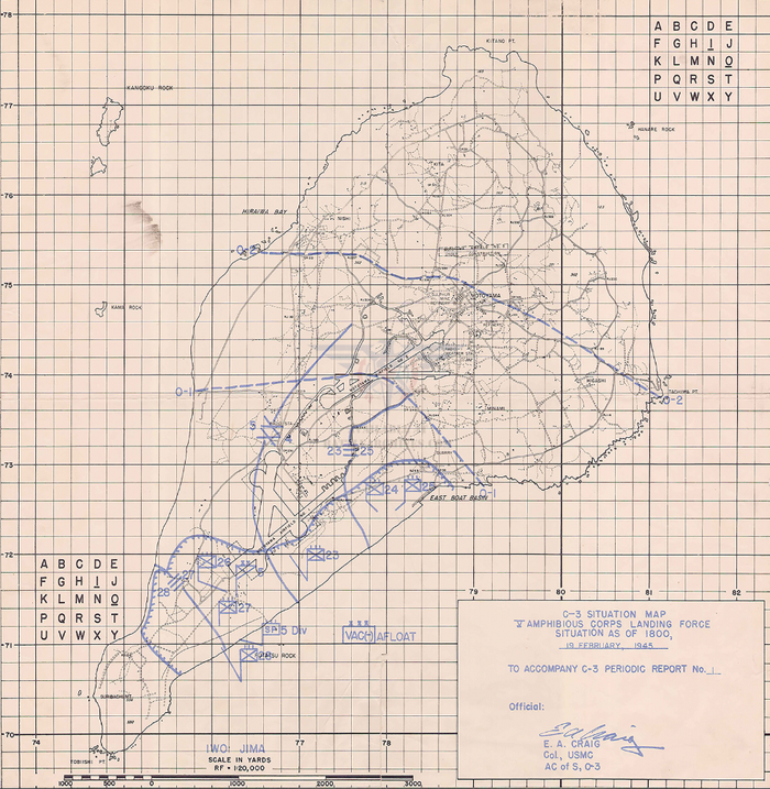 Iwo Jima Assault First Day Situation Battle Map