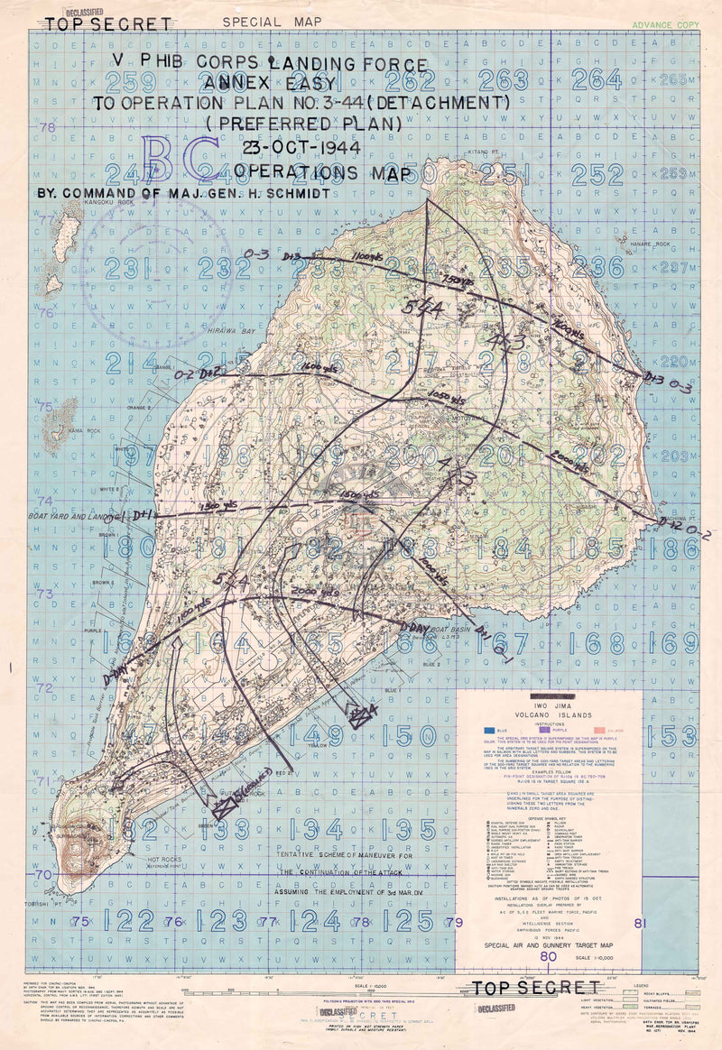 Battle Archives Map Iwo Jima Assault Plan Battle Map