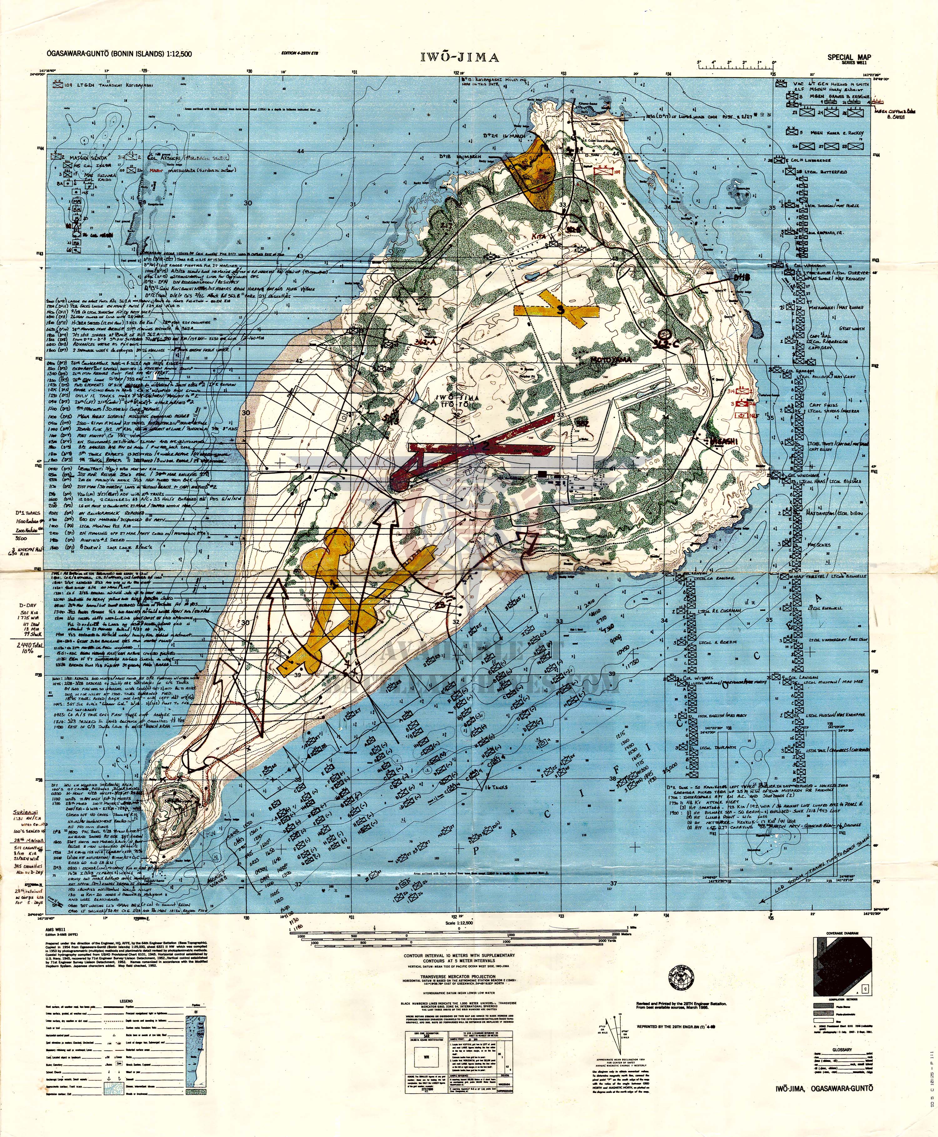 Battle Archives Map Iwo Jima Battle Map With Detailed Descriptions and Order of Battle