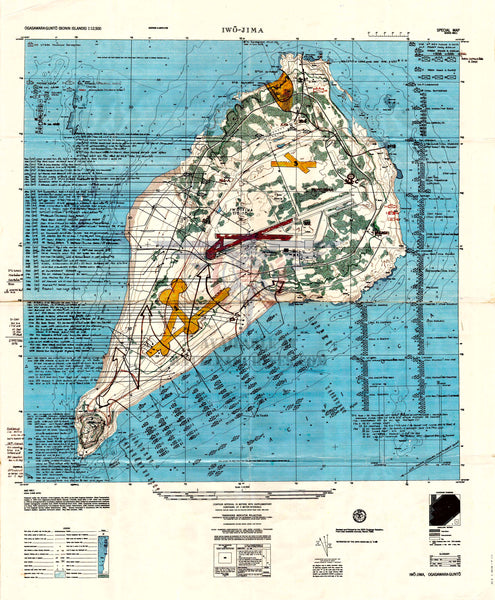 Iwo Jima Battle Map With Detailed Descriptions and Order of Battle ...