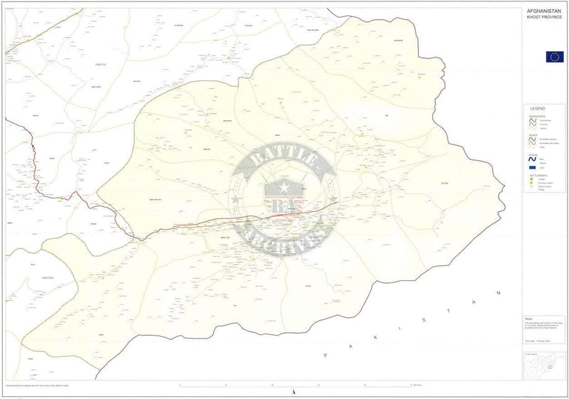 Battle Archives Map Khost Province, Afghanistan