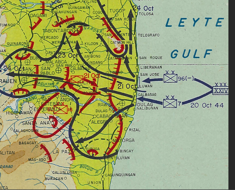 Leyte, Philippines Landing and Engagement Battle Map