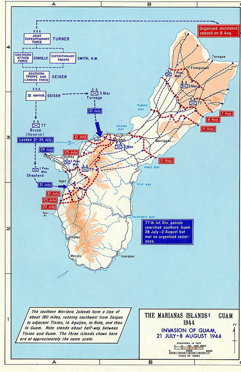 Battle Archives Map Marianas Campaign: Saipan, Guam, Tinian