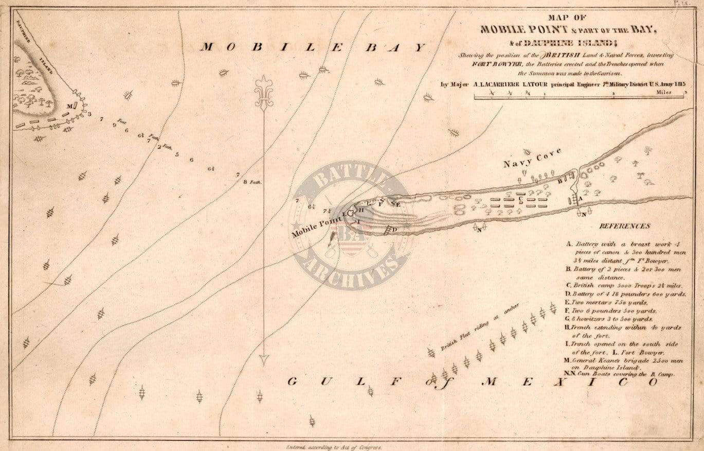 Battle Archives Map Mobile Point, Alabama #1 (Fort Bowyer)