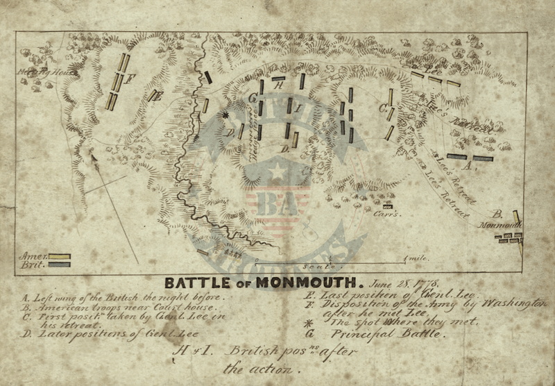Battle Archives Map Monmouth, New Jersey